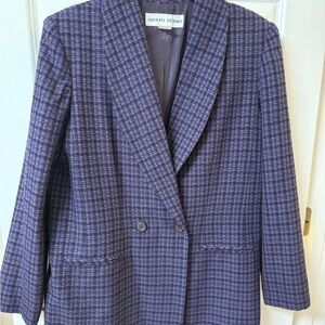 Adolfo Women's Checkered Blazer - Purple and Black